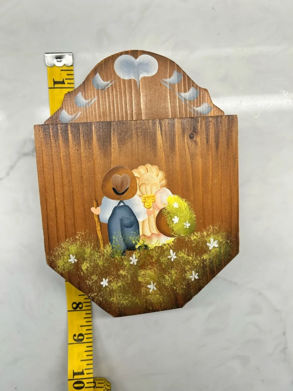 Vintage Hand-Painted Wooden Wall Pocket